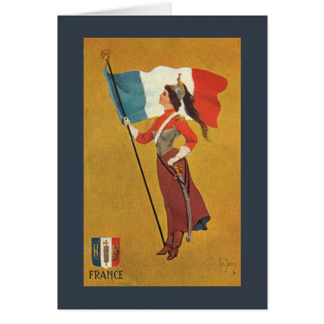 Flagga av frankriken hälsningskort (Framsidan)