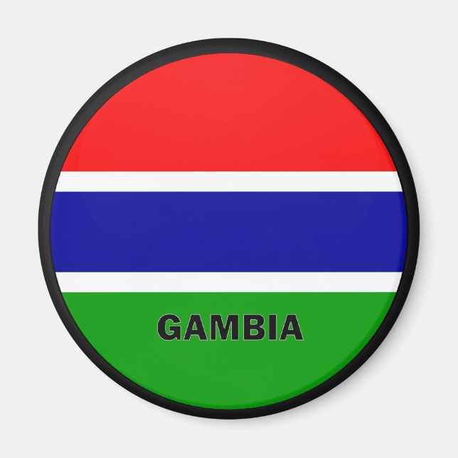 Flagga av Gambia Roundel-kvalitet Magnet (Framsidan)