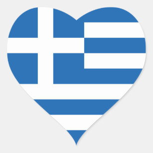 Flagga av grekisk fästning (Heart) Hjärtformat Klistermärke
