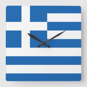 Flagga av grekisk Wall Clock Fyrkantig Klocka