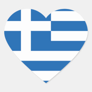 Flagga av Grekland, grek Hjärtformat Klistermärke