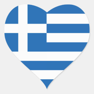 Flagga av Grekland Hjärtformat Klistermärke
