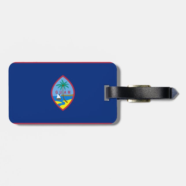 Flagga av Guam Luggage Tag med läderband Bagagebricka (Baksida Vågrät)