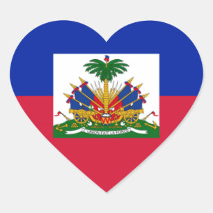 Flagga av Haiti Hjärtformat Klistermärke