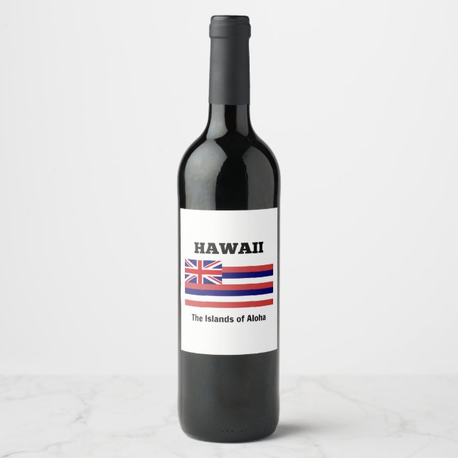 Flagga av Hawaii Vinflaska Etikett (Framsida)