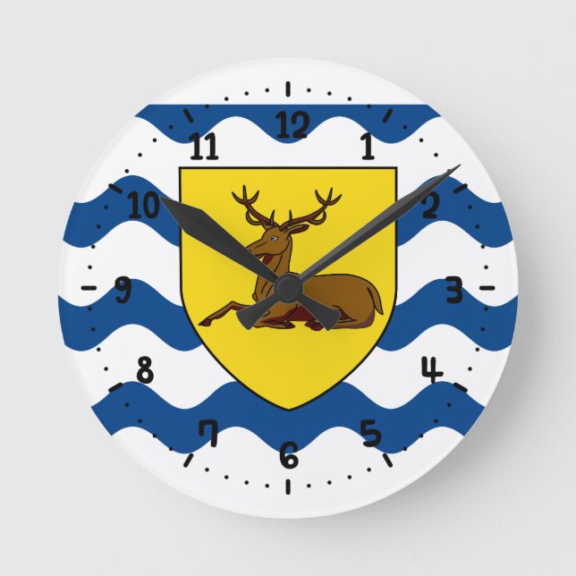 Flagga av Hertfordshire Round Clock Rund Klocka (Framsida)