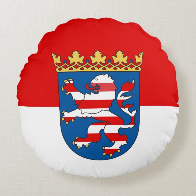 Flagga av Hessens Round Pillow Rund Kudde (Framsidan)