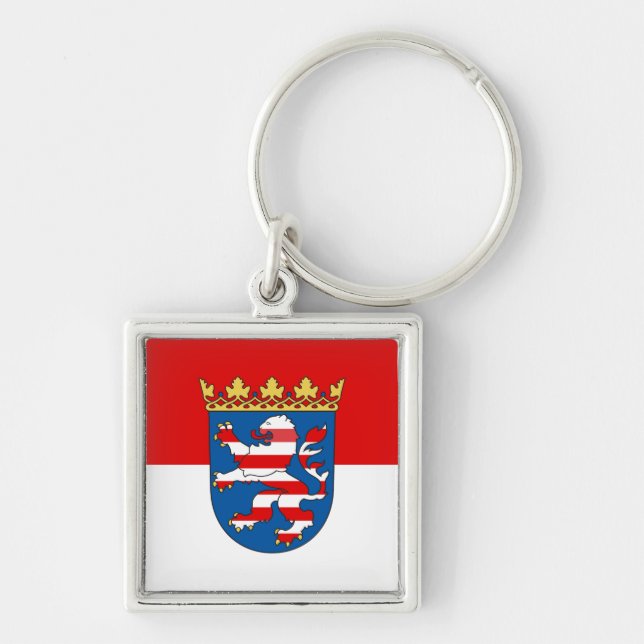 Flagga av Hesses Keychain Fyrkantig Silverfärgad Nyckelring (Framsidan)
