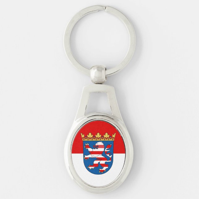 Flagga av Hesses Keychain Ovalt Silverfärgad Nyckelring (Framsidan)