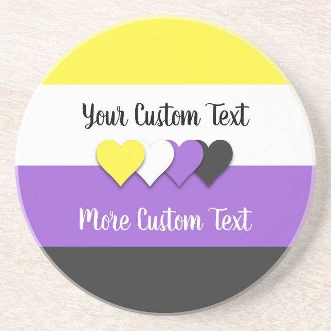 Flagga av icke-binärt pride med hjärtan underlägg (Framsidan)