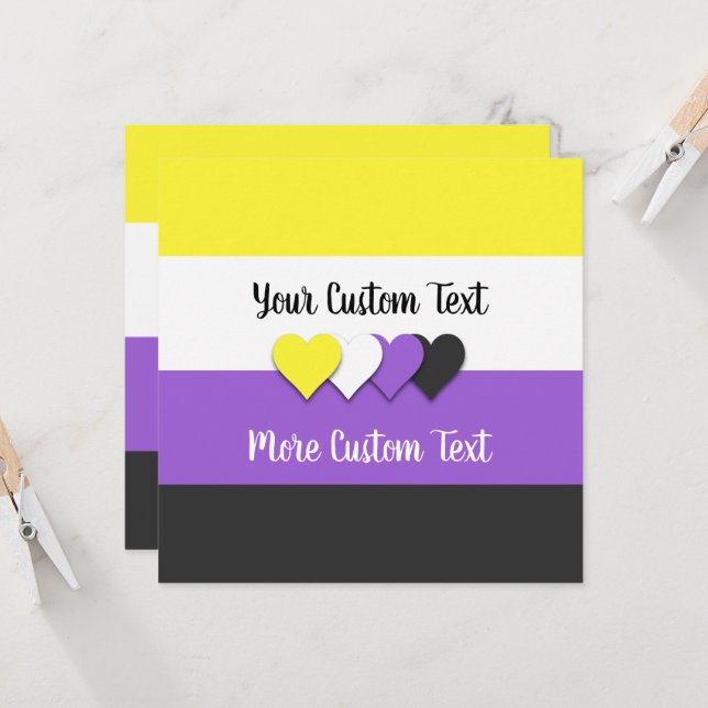 Flagga av icke-binärt pride med platta hjärtan (Fram/Back In Situ)