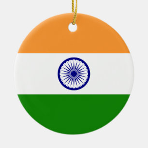 Flagga av Indien. Bharat Ganrajya Julgransprydnad Keramik