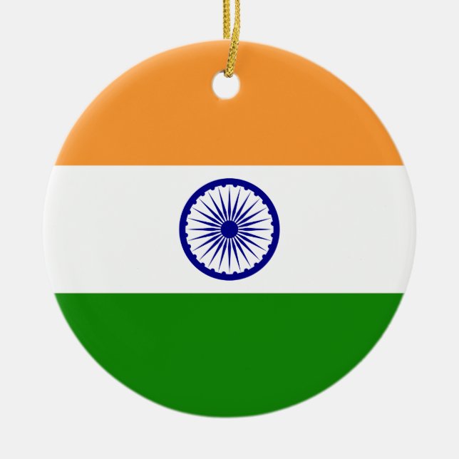 Flagga av Indien. Bharat Ganrajya Julgransprydnad Keramik (Framsidan)