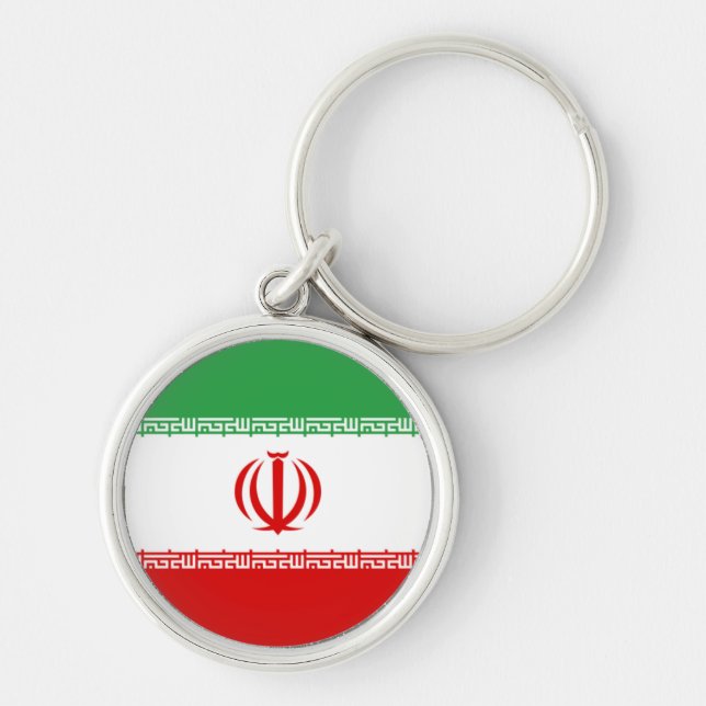 FLAGGA AV IRAN RUND SILVERFÄRGAD NYCKELRING (Framsidan)