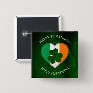Flagga av Ireland Heart med Shamrock St. Patrick Knapp