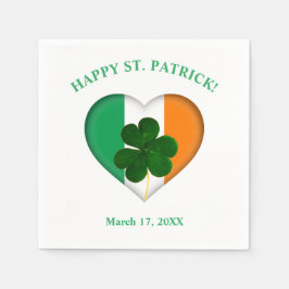 Flagga av Ireland Heart med Shamrock St. Patrick Pappersservett