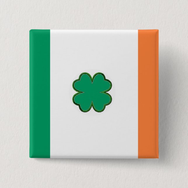 Flagga av Ireland Shamrock Knapp (Framsida)
