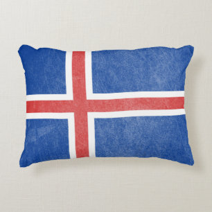 Flagga av Island Grunge Prydnadskudde