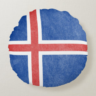 Flagga av Island Grunge Rund Kudde