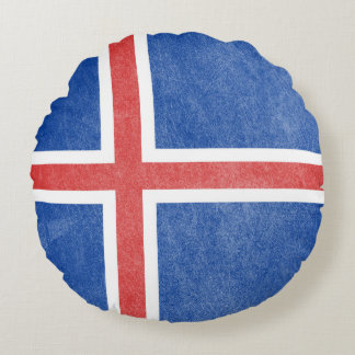 Flagga av Island Grunge Rund Kudde