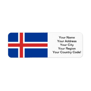 Flagga av islandet returadress etikett