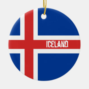 Flagga av islandprydnaden julgransprydnad keramik