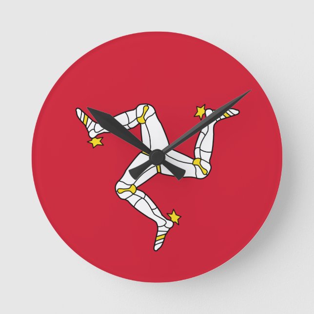 Flagga av Isle of Man Wall Clock Rund Klocka (Framsida)