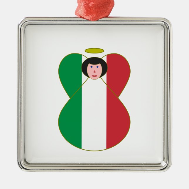 Flagga av Italien Angel Julgransprydnad Metall (Framsidan)