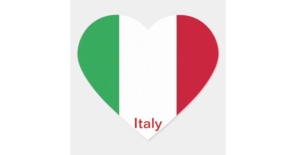 Flagga Av Italien Hjartformat Klistermarke Zazzle Se