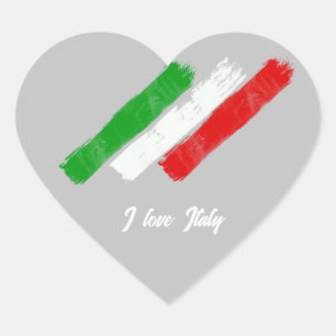 Flagga av Italien. I kärlek Italien. Hjärtformat Klistermärke