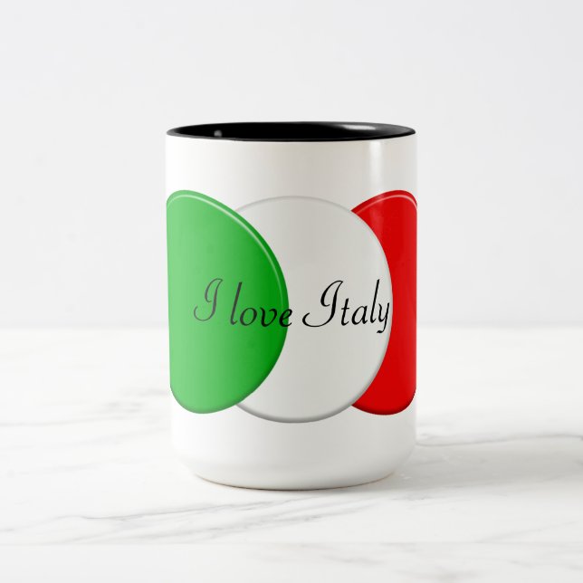 Flagga av italien. Jag älskar Italy. Två-Tonad Mugg (Center)