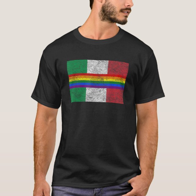 FLAGGA AV ITALIEN LGBTQ GAY PRIDE RAINBOW BANNER T T SHIRT (Framsida)