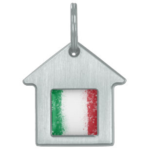 Flagga av Italien med genomskinlig platter Namnbricka Husdjur