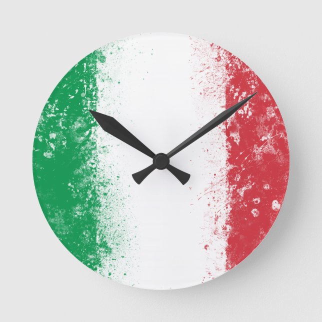 Flagga av Italien Rund Klocka (Framsida)