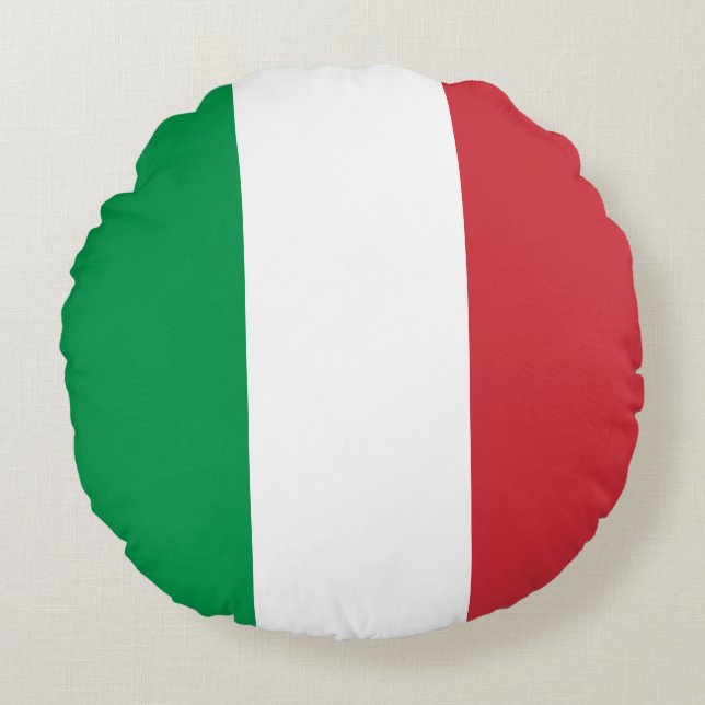 Flagga av Italien Rund Kudde (Framsidan)