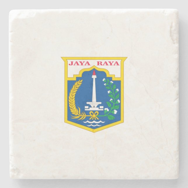 Flagga av Jakarta (Indonesiens huvudstad) Stenunderlägg (Framsidan)