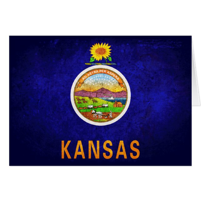 Flagga av Kansas OBS Kort (Framsidan Horizontal)