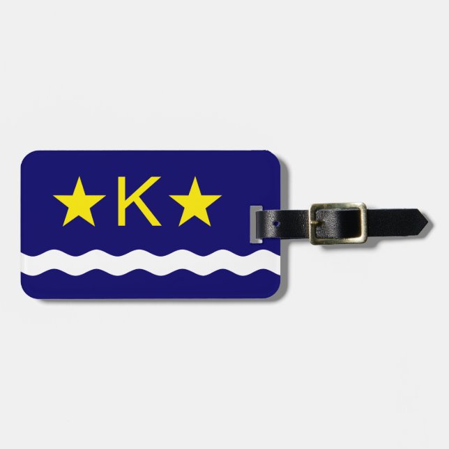 Flagga av Kinshasa, Kongo Luggage Tag Bagagebricka (Horisontell Framsida)