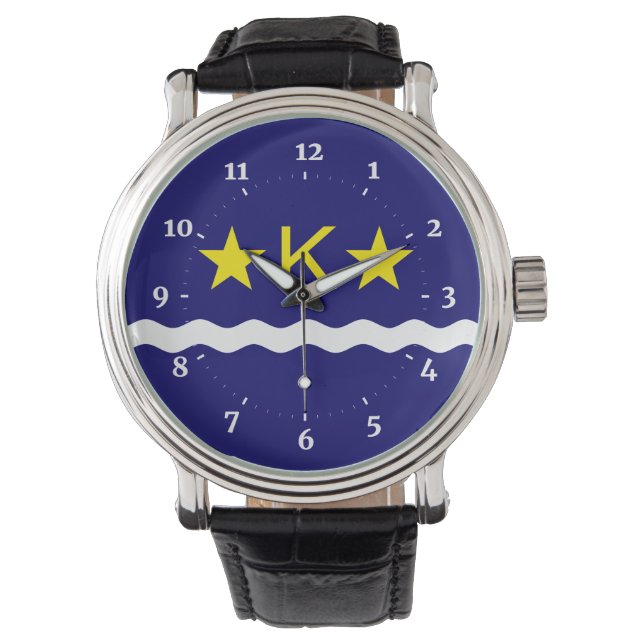 Flagga av Kinshasa, Kongo Wristwatch Armbandsur (Framsida)