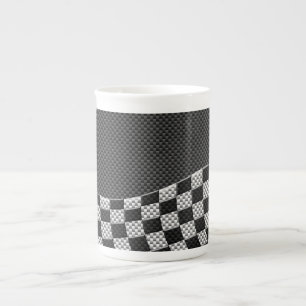 Flagga av kolfiber Stil-kontrollerad Tävla Benporslin Mugg