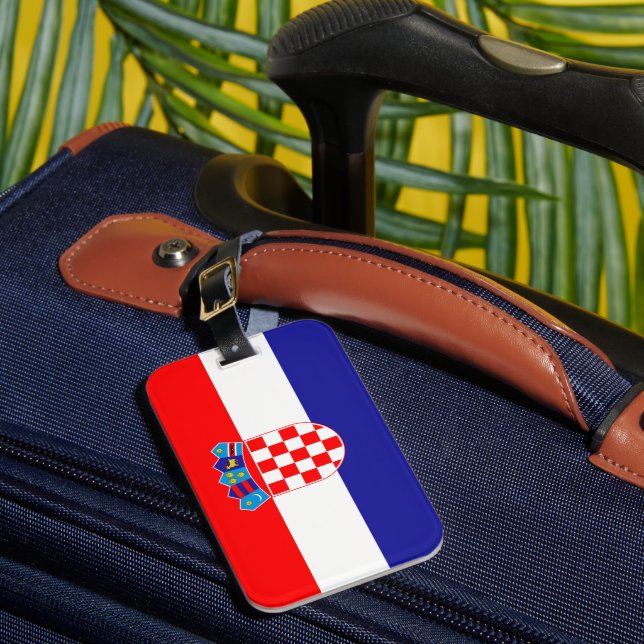 Flagga av Kroatiens bagagetapp med läderband Bagagebricka (Framsida Insitu 1)
