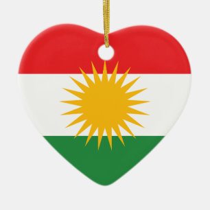Flagga av kurdistanen; Kurd; Kurdish Julgransprydnad Keramik