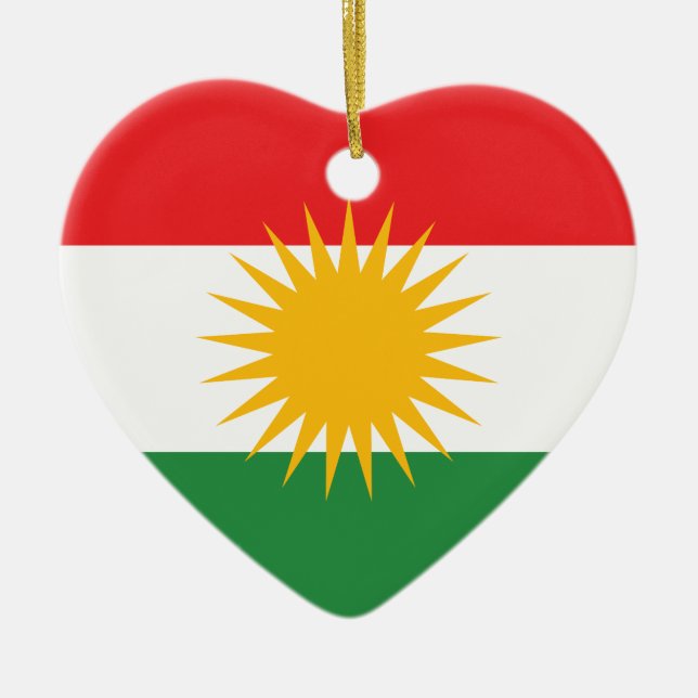 Flagga av kurdistanen; Kurd; Kurdish Julgransprydnad Keramik (Framsidan)