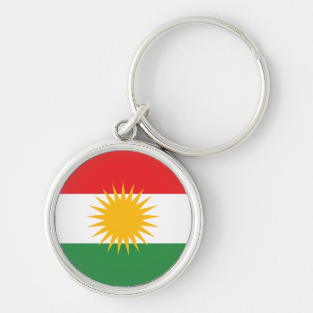 Flagga av kurdistanen rund silverfärgad nyckelring (Framsidan)