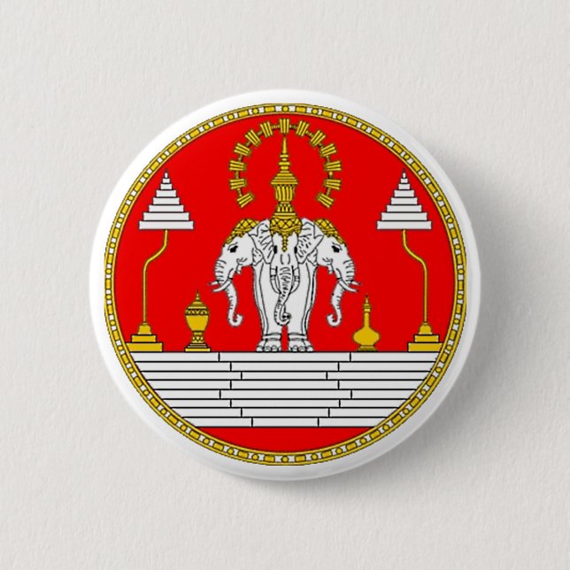 FLAGGA AV LAOS TRE DEN HEAD ELEFANTEN KNAPP (Framsida)
