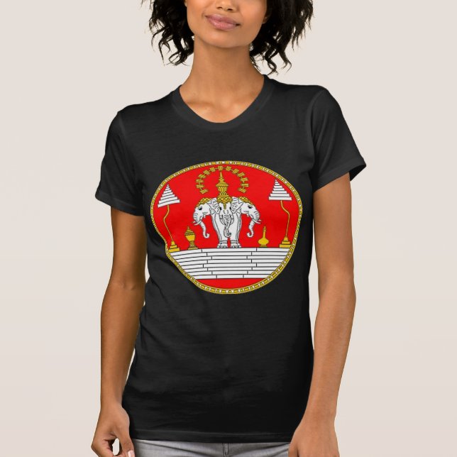 FLAGGA AV LAOS TRE DEN HEAD ELEFANTEN T-SHIRT (Framsida)