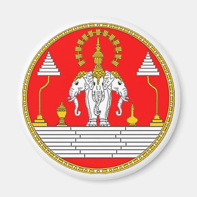 FLAGGA AV LAOS-TRE HUVUDVÄGG MAGNET (Framsidan)