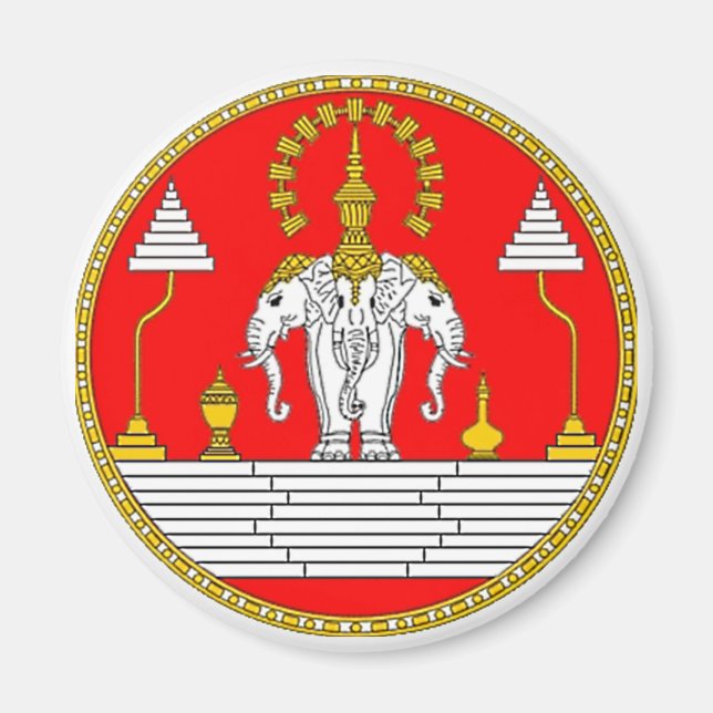 FLAGGA AV LAOS-TRE HUVUDVÄGG MAGNET (Framsidan)