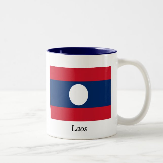 Flagga av Laos Två-Tonad Mugg (Höger)