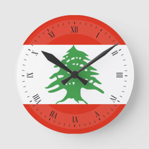 Flagga av Libanon Rund Klocka